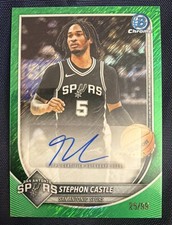 25/26 Bowman Chrome Stephon Castle Green Shimmer  Auto 25/99 San Antonio Spurs