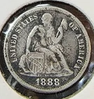 1888 Seated Liberty Dime Nice VF+ Details CHRC
