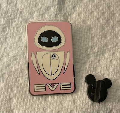 Disney Pin Trading Eve from Wall-E on a Pink Background