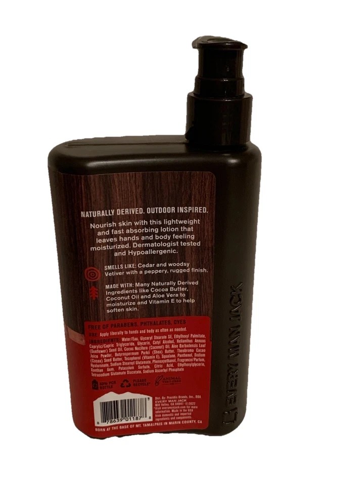 Every Man Jack Cedarwood Hand Body Lotion for Men Dye Free 13.5oz New - Image 4 of 4