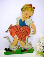 Gęsi mag Gęsi liesel Bajka-Drewniany obraz Pokój dziecięcy Mural Piła do liści lata 50.