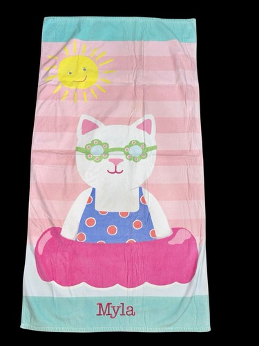 Pottery Barn Kids Classic Kitty Beach Towel "Myla” Monogrammed