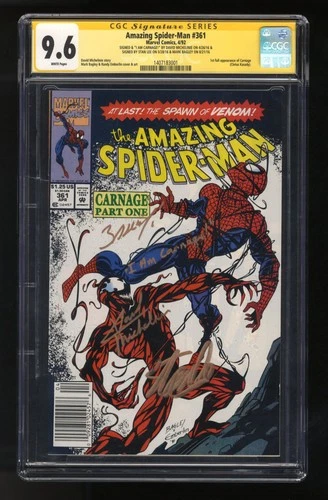 Amazing Spider-Man #361 CGC NM+ 9.6 SS Signed Stan Lee Michelinie Bagley!!