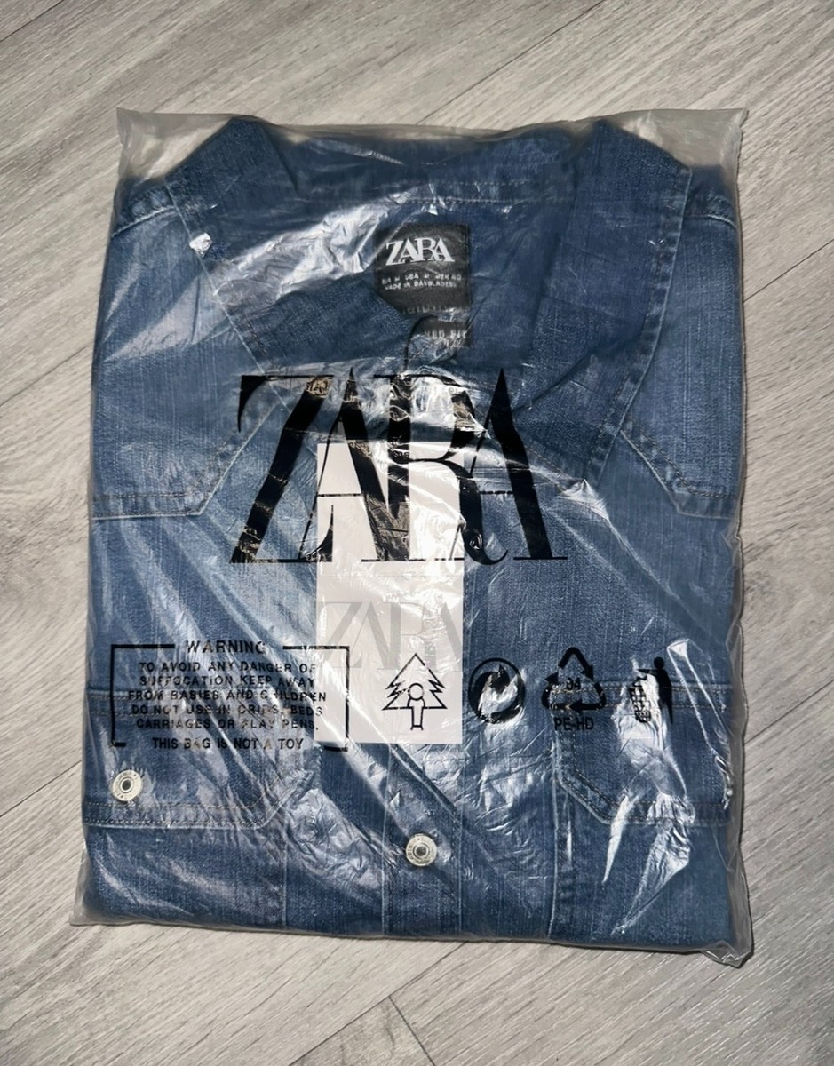 Camicia Denim Zara Uomo Manica Lunga Elasticizzata - 100% Cotone, Taglie S-2XL - Foto 3