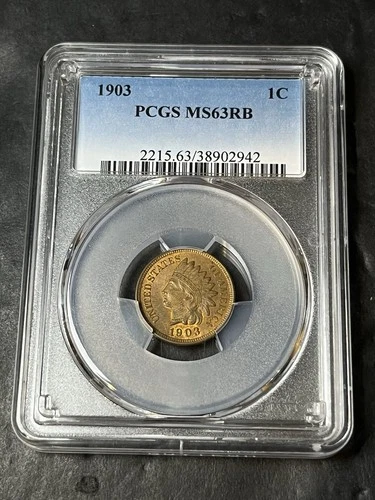 1903 indian head penny Ms63 RB Pcgs