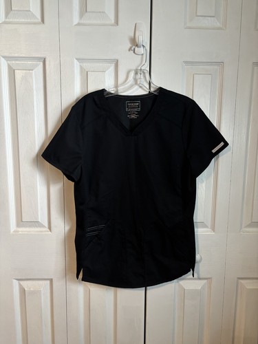Cherokee Workwear Revolution Women's Medium Black Scrubs Set Top & Petite Pants 