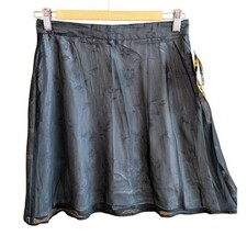 New Vintage Skirt 90s Y2K Sz 9/S Black Sheer Overlay Over Lavender Floral Whimsy