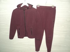 DSG Hoodie Pants Track Suit Jogger Set Boy's L 14/16 Burgundy Front Zipped