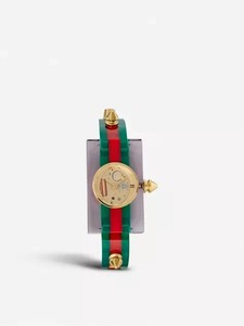 Authentic Gucci Skeleton dial plexiglass and gold-plated watch Ref#YA143506 Brand !