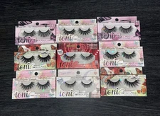 Ioni Eyelashes 3D Faux Mink Lashes, Lot of Of 9 Reusable Handmade Assorted Style