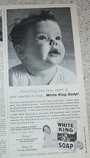 1958 print ad - WHITE KING baby diapers clothing Laundry detergent OLD Soap AD