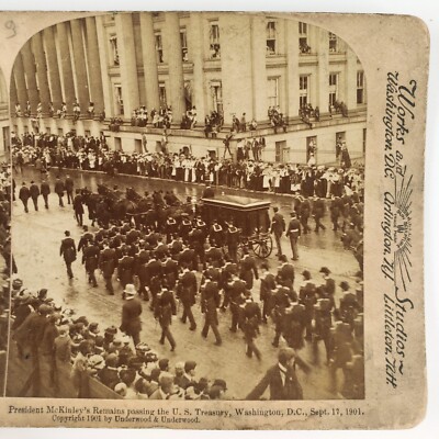 President McKinley Funeral Procession Stereoview c1901 Washington Treasury A2440