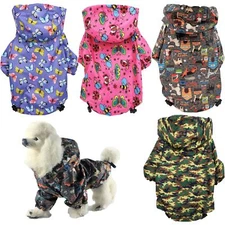 Dog Rain Coat Hooded WATERPROOF RainCoat Jacket Rainwear For SMALL Pet Cat XXS-L