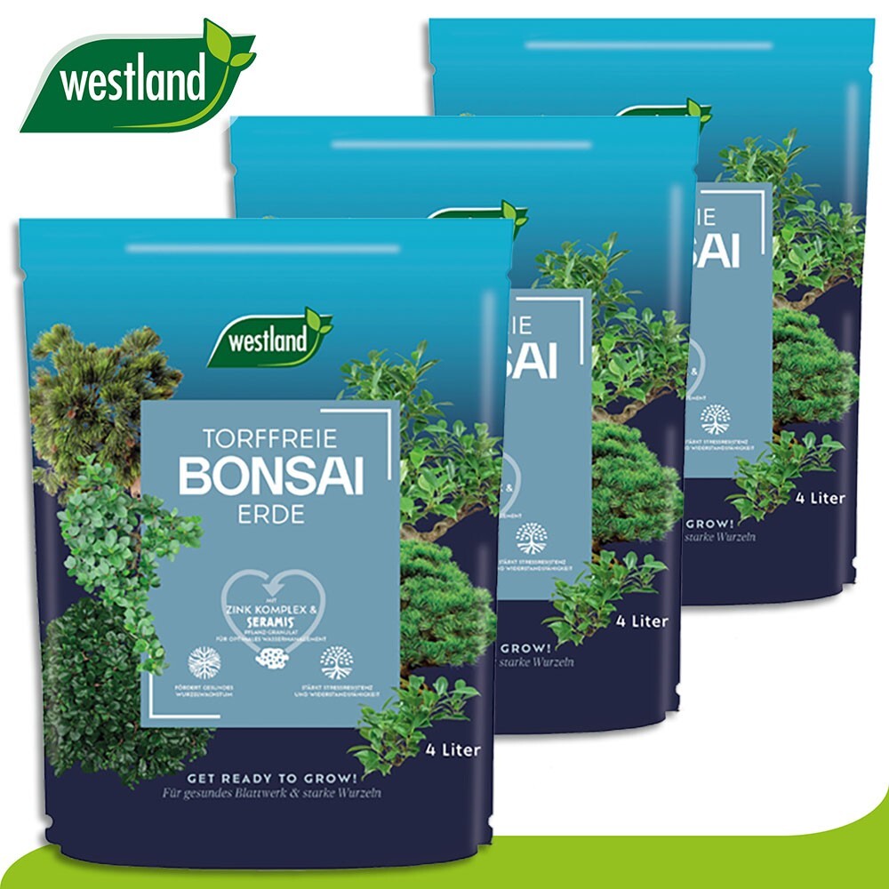 Westland 3x 4L sin Turba Bonsai Tierra Nutrientes Jardín Seramis Cinc Nährstof