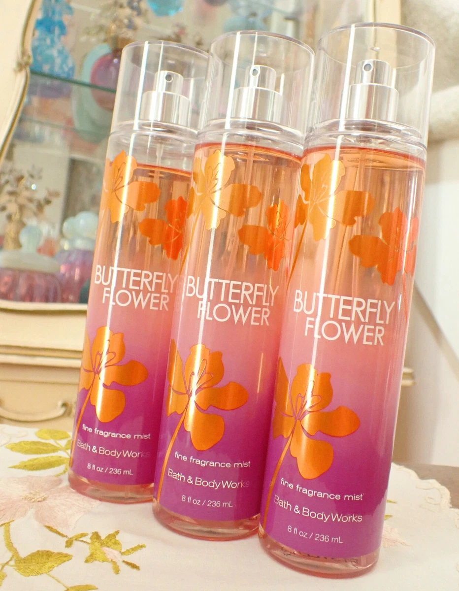 BBW Bath Body Works LOT OF 3 BUTTERFLY FLOWER 8 Oz 236ml Fine
