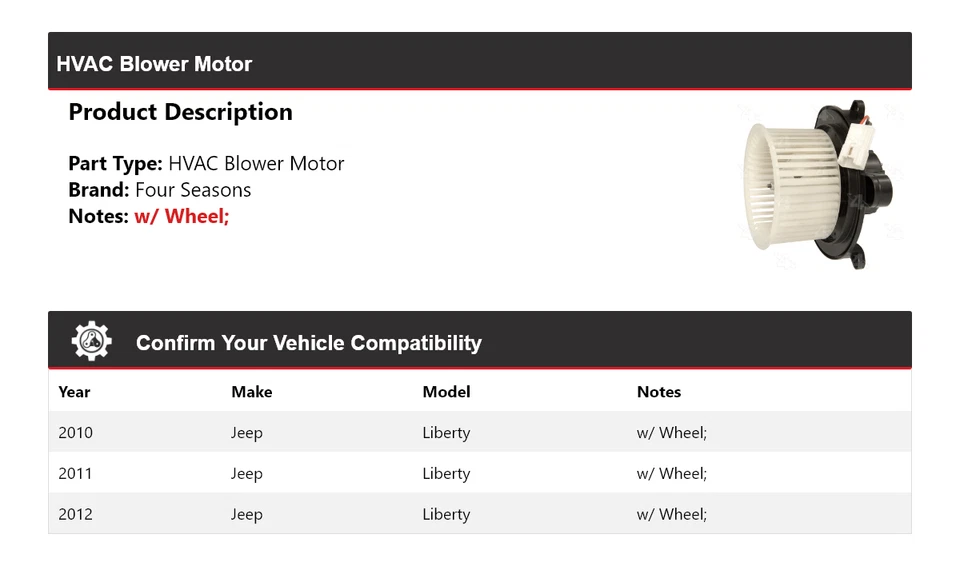 适用于 2010 - 2012 年吉普自由暖通空调鼓风机电机 2011 年 4 季 — 第 2/4 张图片