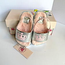Juicy Couture Toddler Girl Sandals Size 5 LIL SALIDA Silver Pink Crown NWT Faux