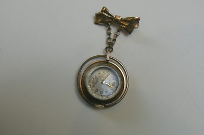 VINTAGE BOW STYLE BROOCH MANUAL WIND WATCH WITH SUB SECONDS DIAL