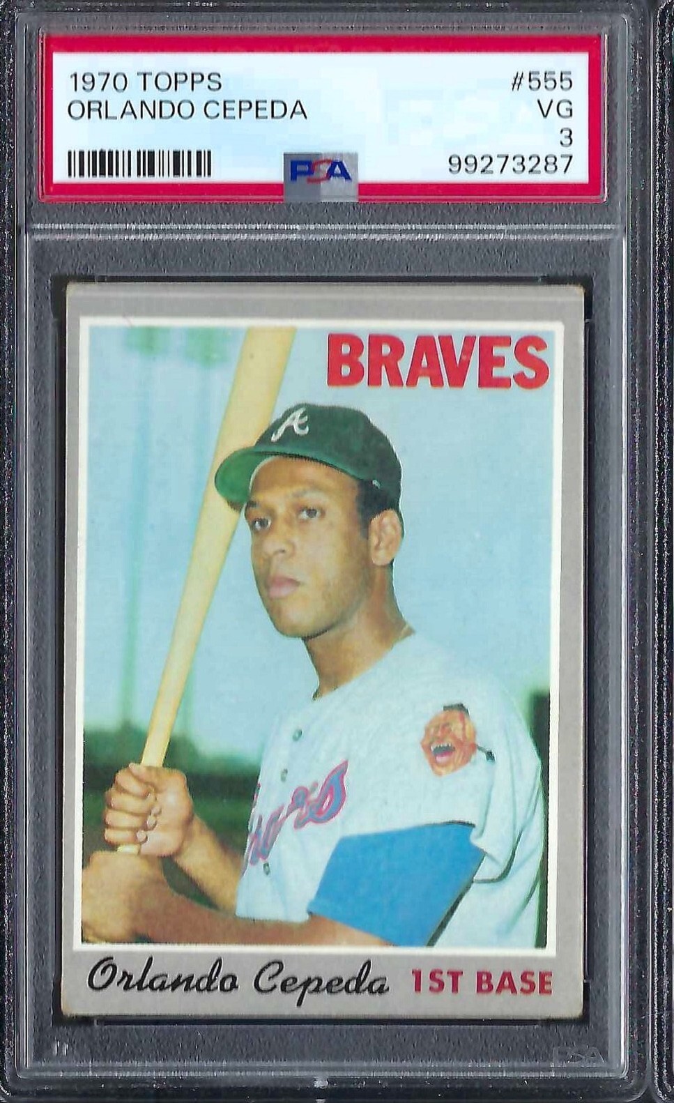 1970 Topps # 555 Orlando Cepeda Atlanta Braves HOF VG PSA 3
