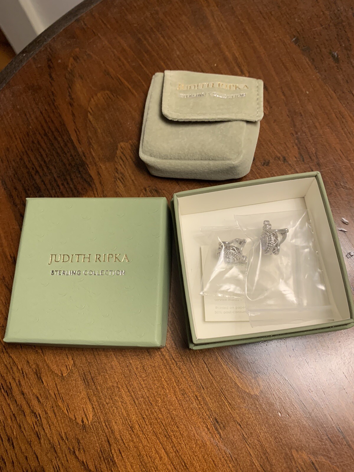 Judith Ripka Sterling Diamonique Dew Drop Button Earrings Clip On eBay