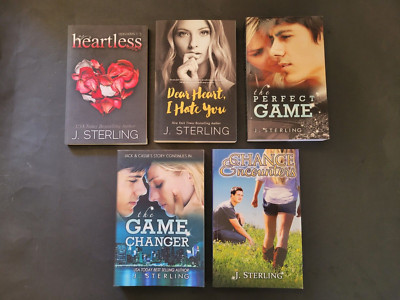 J Sterling 5 Book Lot -  Perfect Game Changer Heartless Chance Encounters Heart