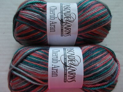 Cascade Yarns Cherub Aran variegated yarn, Roasted Chilis, lot of 2 (240 yds ea)