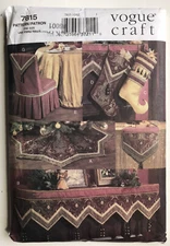 UNCUT Vogue 7815 Luxe Christmas Tree Skirt Mantle Cover Tablecloth & Runner 