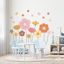 6 Pcs Flowers Wall Decals Stickers Vinyl Removable Peel and Stick Colorful