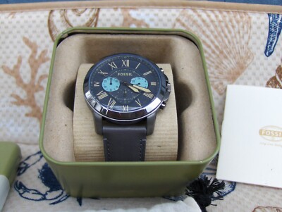 FOSSIL GRANT FS 5183 BLACK FACE GUNMETAL BEZEL BLUE CHRONO  display picture 3