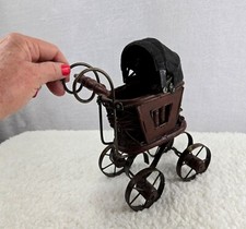VTG Antique Miniature Baby Stroller Pram 8" High Victorian Gothic Decor Carriage