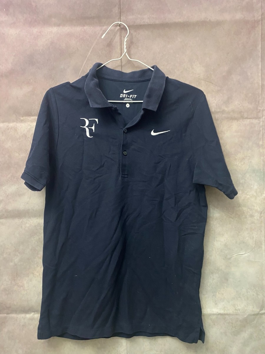 Nike RF Roger Federer Polo T-Shirt Blue Size S | eBay