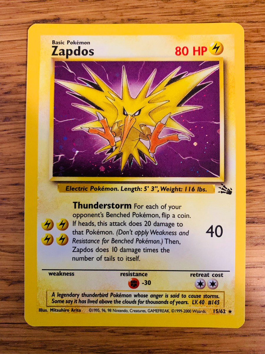 Zapdos (15/62) Holo Fossil Set Pokemon Card! FAST & FREE P&P