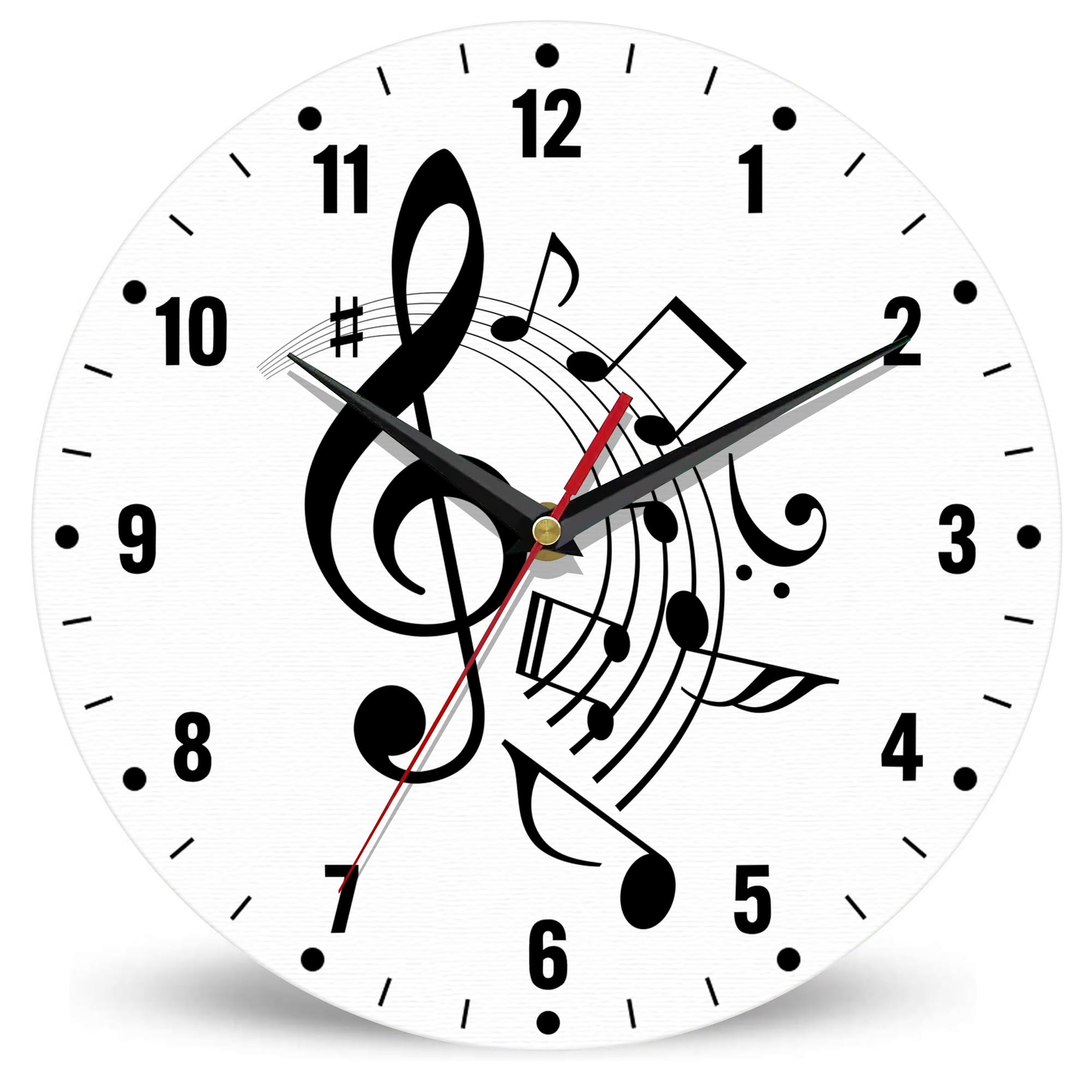 Music Notes Wall Clocks For Living Room Decorblack Lines K..