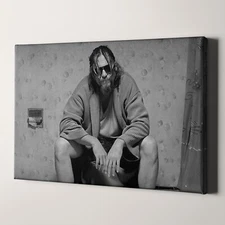 The Dude Toilet Scene The Big Lebowski Funny Bathroom Canvas Wall Art Print