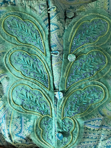 Coldwater Creek Turquoise Aqua Blue 100% Silk Embroidered Tunic Blouse Top PS S - Picture 2 of 5