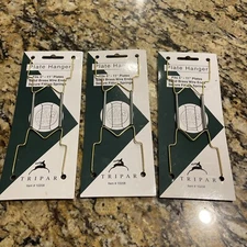 Lot Of 3 Tripar Brass Bent Curves Hook Plate Hanger 5-11" Capacity 10208