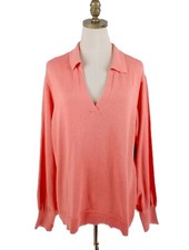 NWT Vince Camuto Pullover V-Neck Sweater Womens Size XL Coral Long Sleeve 79