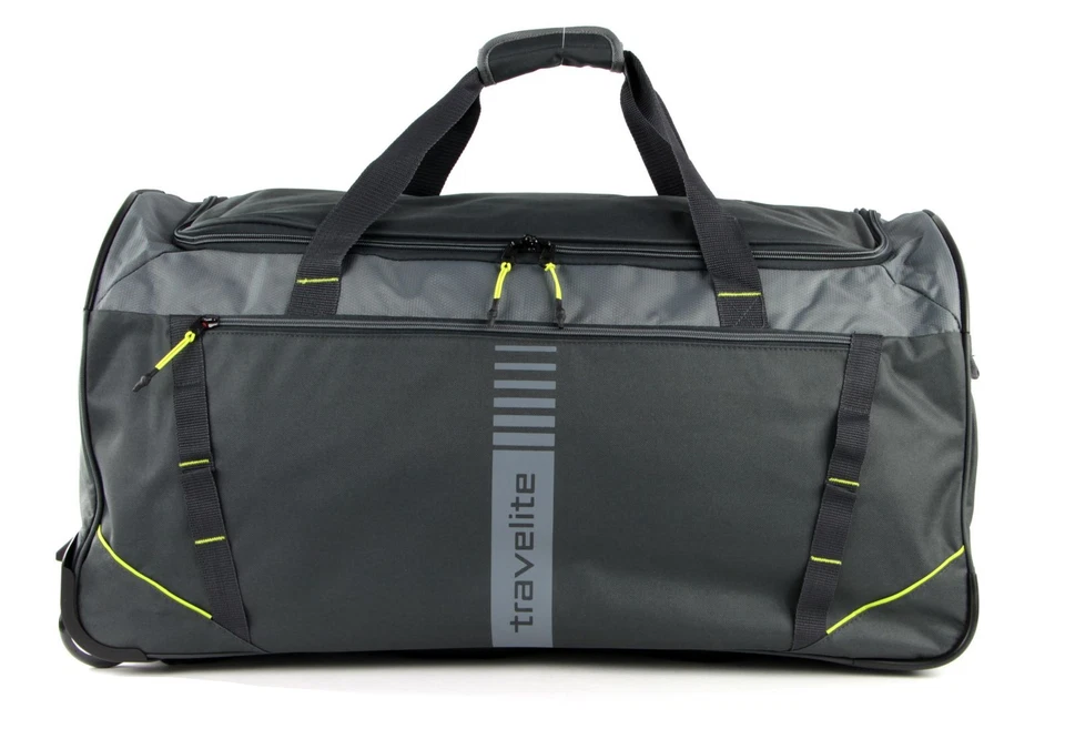 travelite Basic Active Trolley Travel Bag Tasche Anthrazit / Lemon Schwarz Grün - Bild 2 von 4