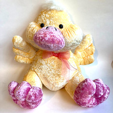 Vintage DanDee Dan Dee Duck Plush Stuffed Animal Easter Chick Yellow Pink Fleece
