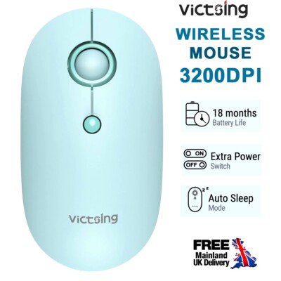 Victsing kabellose Maus 2,4 G USB schlank ergonomisch optisch leise Mäuse PC Laptop UK