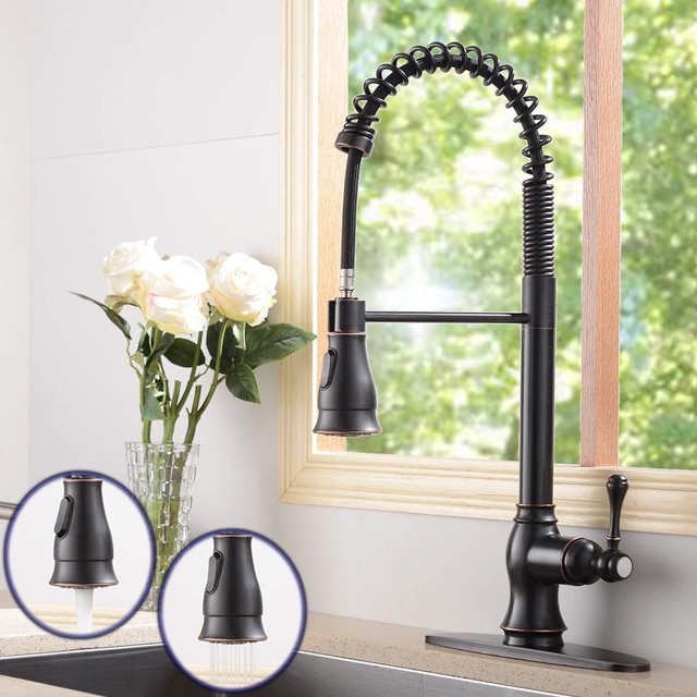 Spring Single Handle Pull Down Sprayer Oil Rubbed Bronze Kitchen