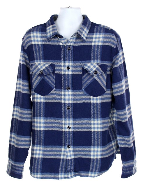 J Crew Wallace & Barnes Men's Shirt Heavyweight Flannel Med Blue S K2518 | eBay