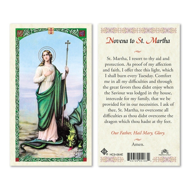 Novena to Saint Martha Patron of homemakers, servers etc. Laminated ...