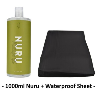 Loving Joy Nuru Massage Gel 1000ml & Schwarz Wasserdicht Laken Set LUXUS SINNLICH