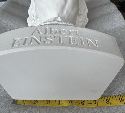 Albert Einstein 3D White Printed or Molded Bust 13in Tall 8in Wide.