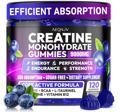 Creatine Gummies 9000mg   Preworkout with BCAA L-Carnitine USA Made - 120 Count