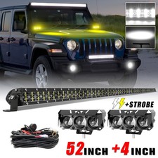 Roof 52 Inch Led Light Bar 4 Pods Wire Kit For Jeep Wrangler Jk Tj Yj Cj