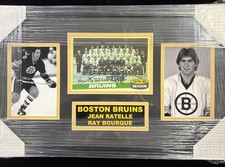 Jean Ratelle/ Ray Bourque Boston Bruins Hockey Autographed Pictures 12x21 COA