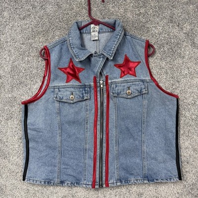 Vintage 90s Y2K Zana-Di Denim Vest 18 Bubblegum Kidcore Patriotic Streetwear