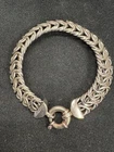 Vintage Italy Sterling Silver 925 Byzantine Link Bracelet w/Jumbo Spring Ring